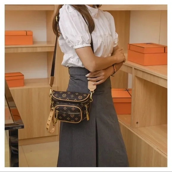 Fashion Designer Inspired Brown Crossbody Shoulder Bag - Picture 8 of 12